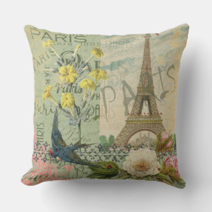 Paris France Travel Vintage Antique Art Painting Cushion