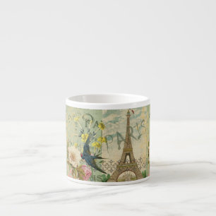 Paris France Travel Vintage Antique Art Painting Espresso Cup