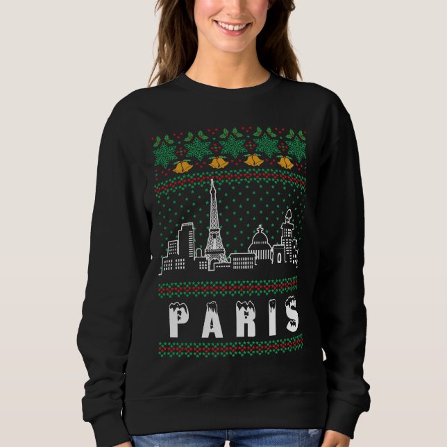 Paris France Ugly Christmas Sweatshirt (Front)