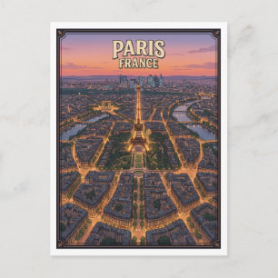 Paris France Vintage Anime Travel Postcard
