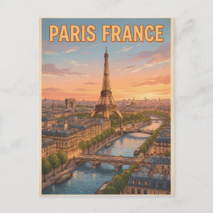 Paris France Vintage Anime Travel Postcard