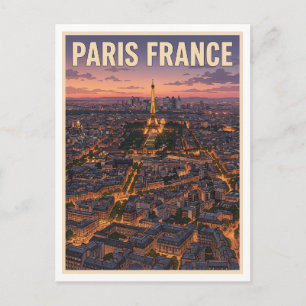 Paris France Vintage Anime Travel Postcard