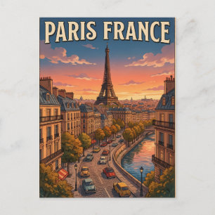 Paris France Vintage Anime Travel Postcard