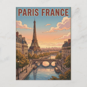 Paris France Vintage Anime Travel Postcard