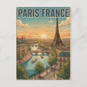 Paris France Vintage Anime Travel Postcard