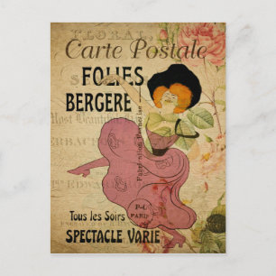 Paris France Vintage French Can-Can Dancer Postcard