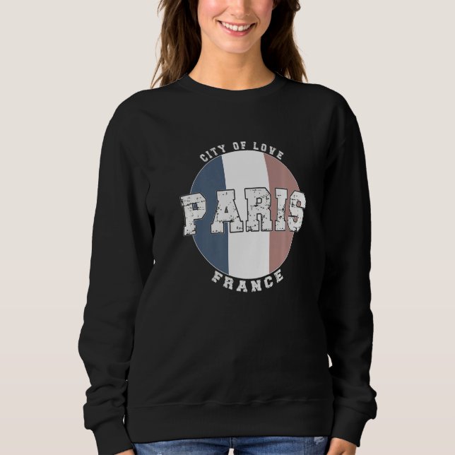 Paris France, Vintage French flag Premium Sweatshirt (Front)