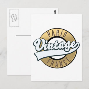 Paris France vintage logo Postcard