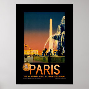 Paris, France Vintage Travel Art Poster