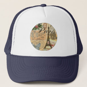 Paris France Vintage Travel Colourful Artwork Trucker Hat