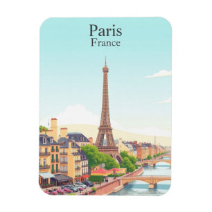 Paris, France Vintage Travel Eiffel Tower Magnet