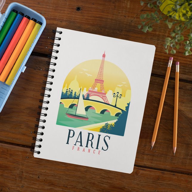 Paris France Vintage Travel  Notebook (Paris France retro vintage travel notebook)