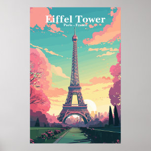 Paris france vintage travel poster