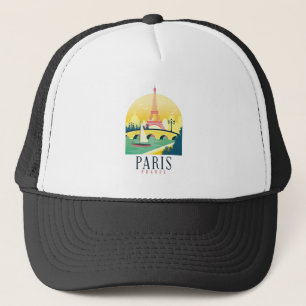 Paris France Vintage Travel Romantic Trucker Hat