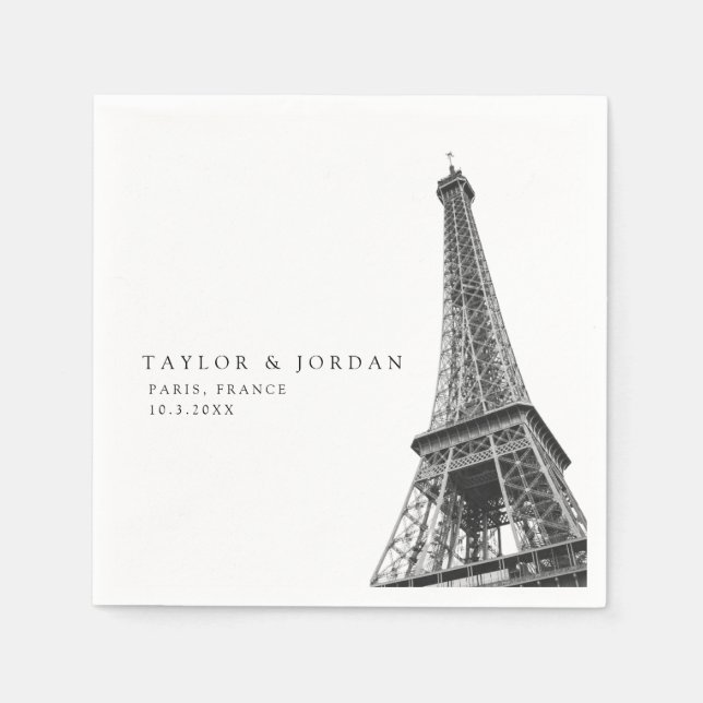 Paris France Wedding Eiffel Tower Paper Napkin (Front)