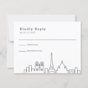 Paris, France Wedding   Stylised Skyline RSVP