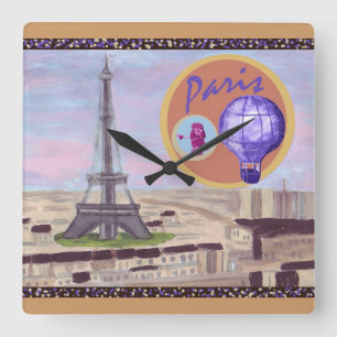 Paris France With Eiffel Tower Wall Clock