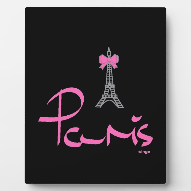 Paris,-France-with-Pink-Bow Plaque (Front)