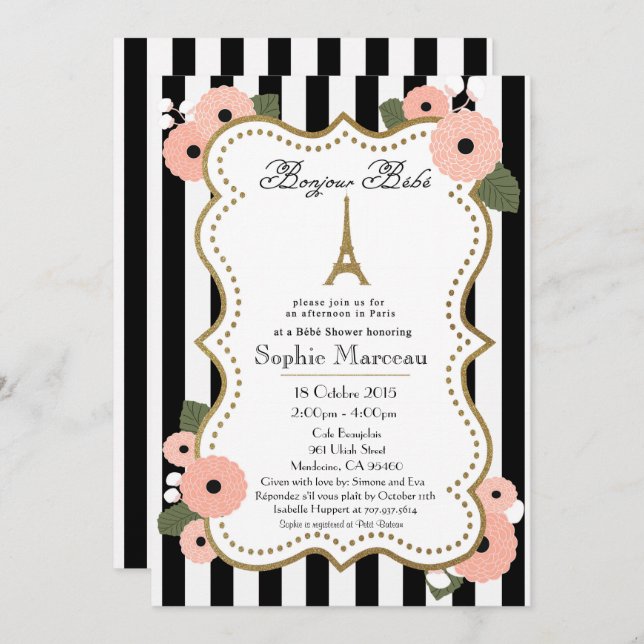 Paris French Baby Shower Invitation (Front/Back)