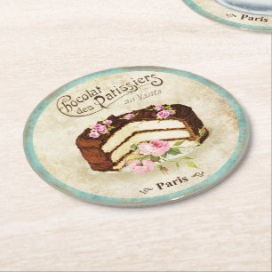 Paris French Birthday Cake Party Coasters