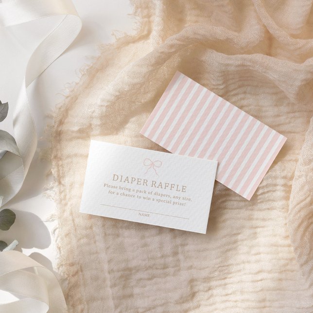 Paris French Bow Baby Shower Diaper Raffle Ticket Enclosure Card (Creator Uploaded)