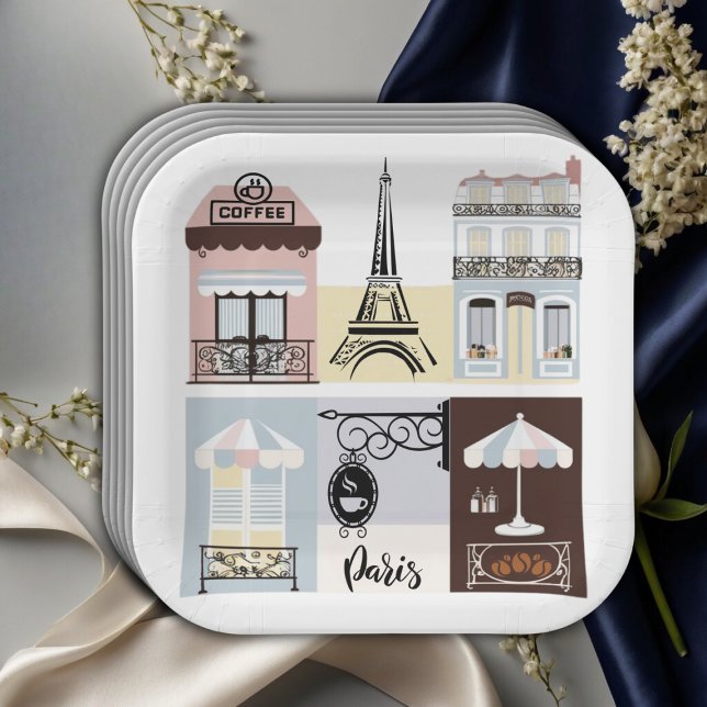 Paris French Cafe Patisserie Baby Shower  Paper Plate (Creator Uploaded)