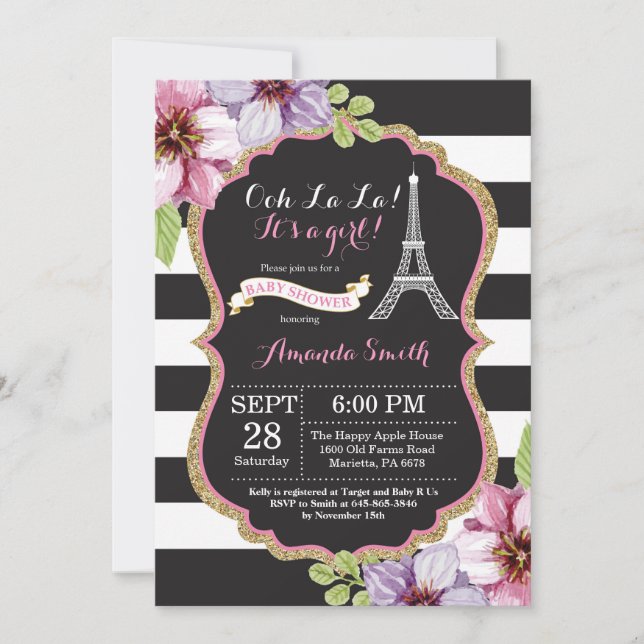 Paris French Eiffel Tower Baby Shower Invitation (Front)