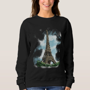 Paris French Eiffel Tower European French Blue Sky Sweatshirt