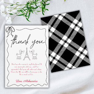 Paris French Poodles Baby Shower Black Pink Thank You Card