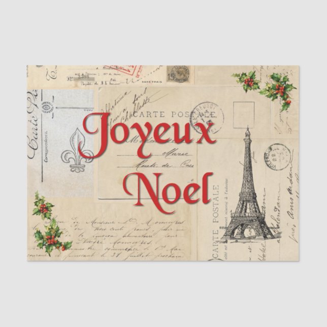 Paris French Postcards Christmas Tissue Paper (Front)