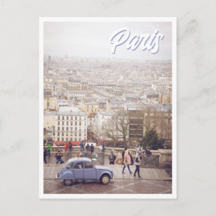 Paris from Sacre Coeur Church Purple Car Photo Postcard
