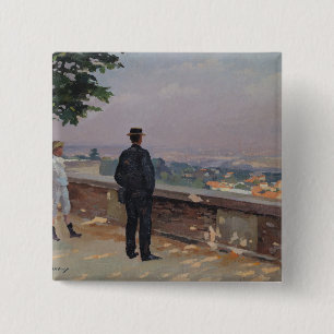 Paris from the observatory at Meudon 15 Cm Square Badge