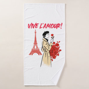 Paris Girl Aesthetic – Romantic Eiffel Tower Desig Bath Towel Set