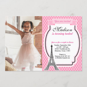 Paris Girl Birthday Party Photo Invitation