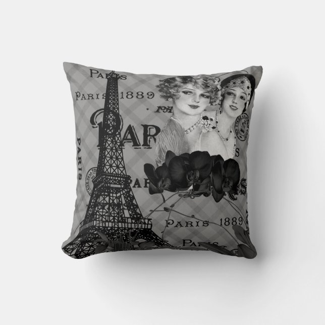 Paris Girls Throw Pillow (Front)