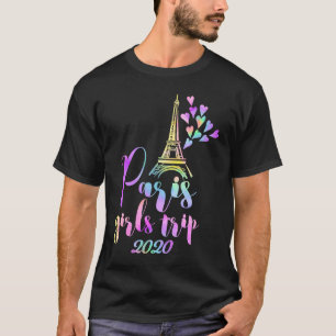 Paris Girls Trip 2020 Pastel Rainbow Tie Dye Eiffe T-Shirt