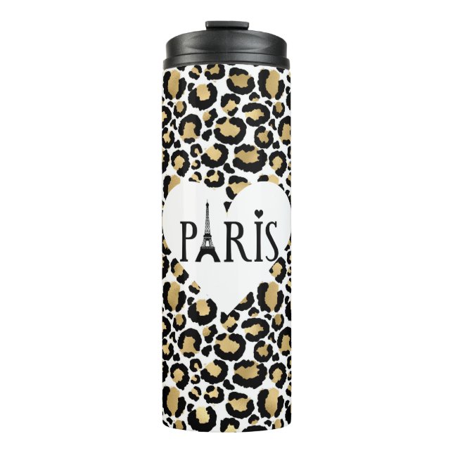 Paris Gold Leopard Thermal Tumbler (Front)
