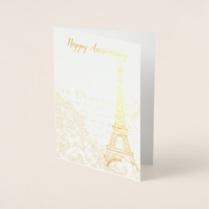Paris Gold or Silver Foil Anniversary Card -Custom