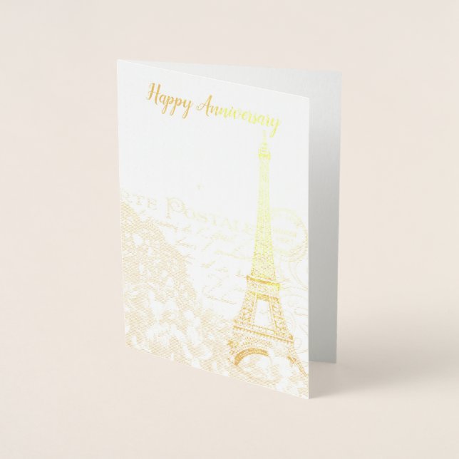 Paris Gold or Silver Foil Anniversary Card -Custom (Front)