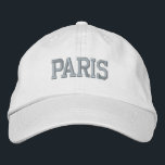 PARIS Grey Embroidery on White Embroidered Hat<br><div class="desc">PARIS Grey Embroidered White Cotton Hat. Makes a wonderful gift for anybody who loves Paris France! If you would prefer to have your personal text then simply select "Personalise this template" details button to enter your choice of custom text. Embroidery is also customisable to other colour choices by selecting the...</div>