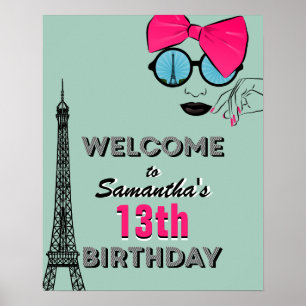 Paris Happy Birthday Welcome Poster Sign