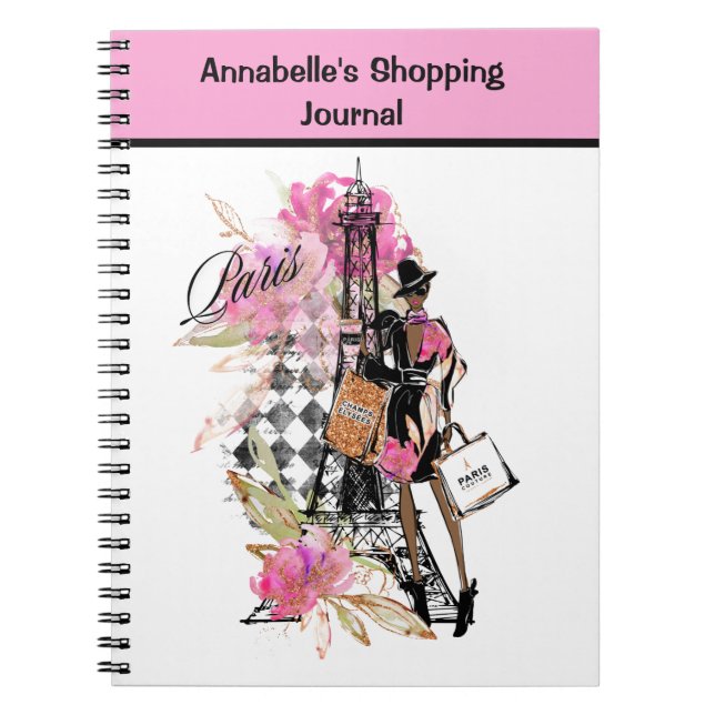 Paris Harlequin Shopping Girl Notebook (Front)