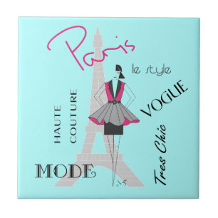 Paris Haute Couture - Fashion, Eiffel Tower Ceramic Tile