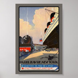 Paris Havre New York France Vintage Poster 1930