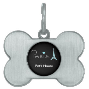 Paris Heart Eiffel Tower Pet Name Tag