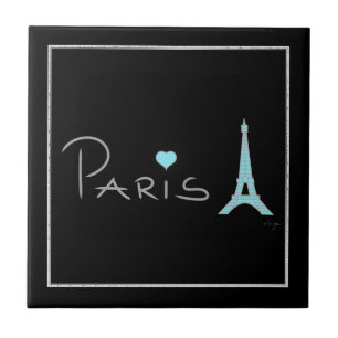 Paris Heart Eiffel Tower Tile