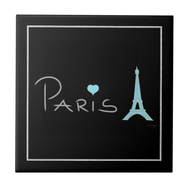 Paris Heart Eiffel Tower Tile (Front)