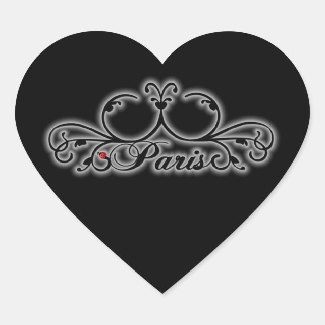 Paris Heart  Shaped Stickers (Front)