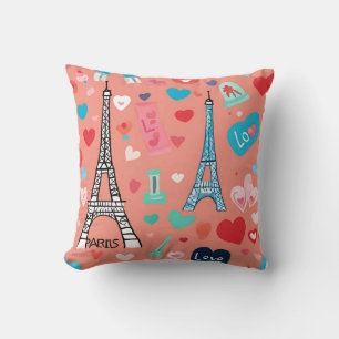 Paris Hearts & Love Minimalist Style Pattern Cushion