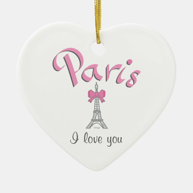 Paris I love you Ceramic Tree Decoration (Front)